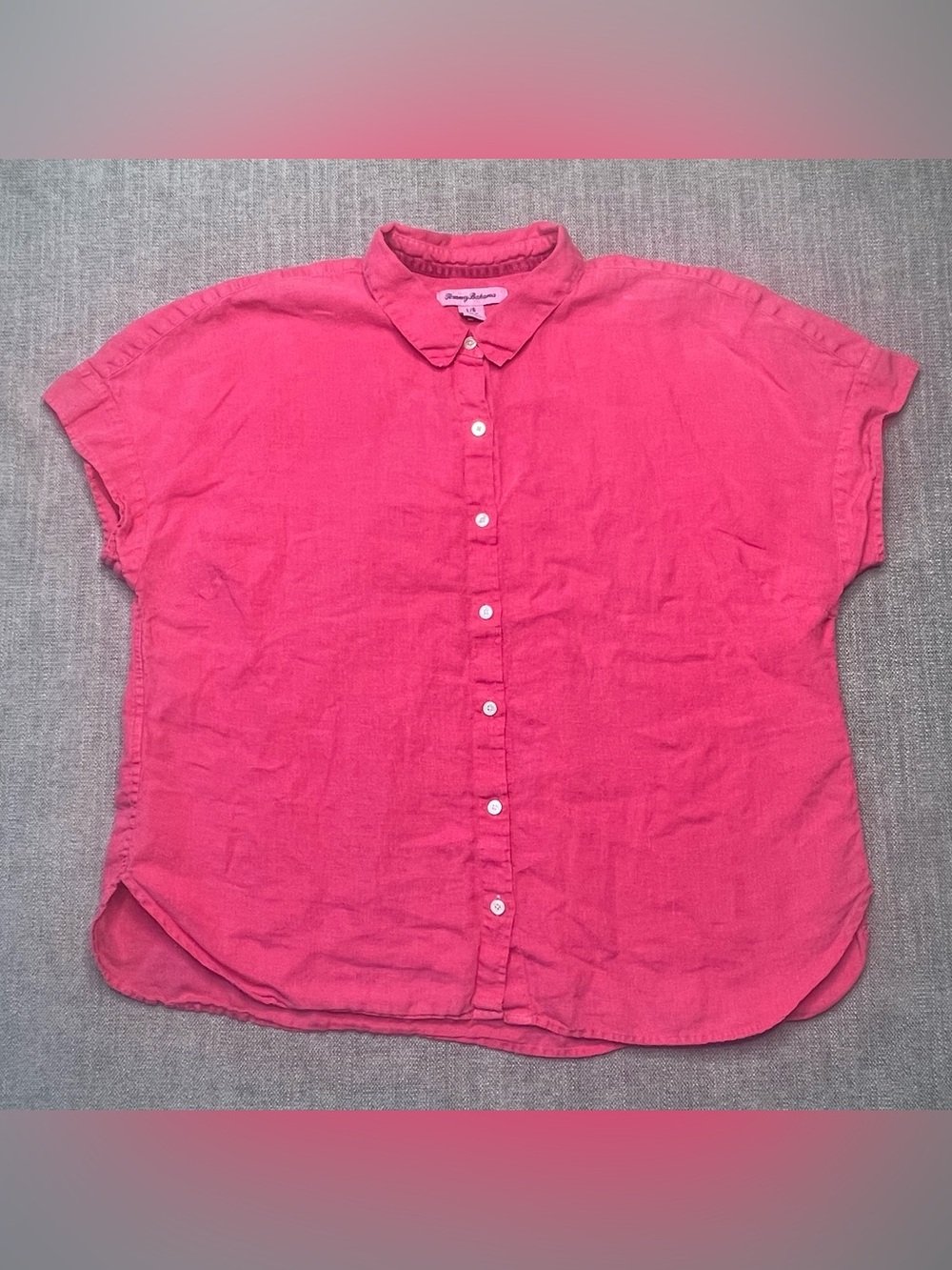 Tommy Bahama Women’s Pink Linen Short Sleeve Button Down L